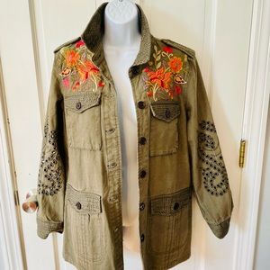 NWT Johnny Was Violette Eyelet Military Jacket